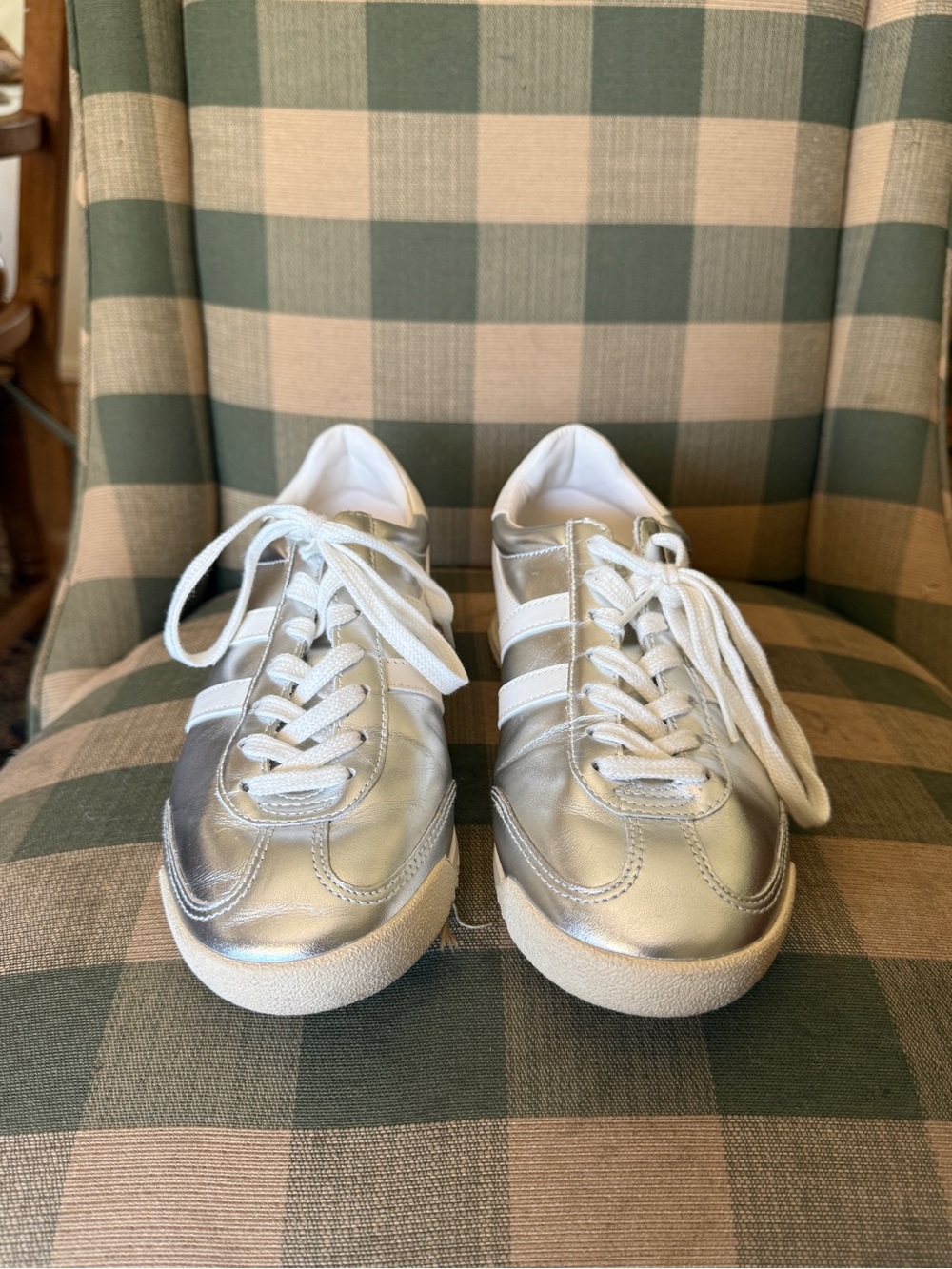 Gola Silver and White Leather Sneakers - Picture 2 of 8